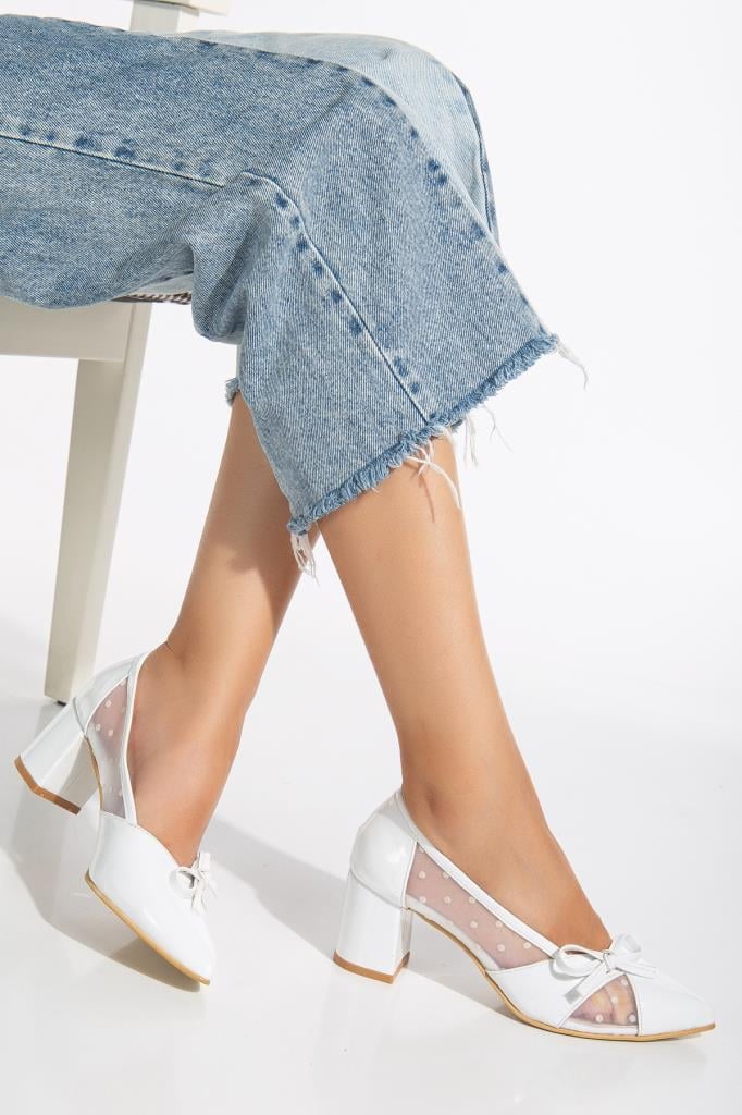 Rahat ve Yüksek Tabanlı Puantiyeli Kadın Stiletto, Ayakkabı