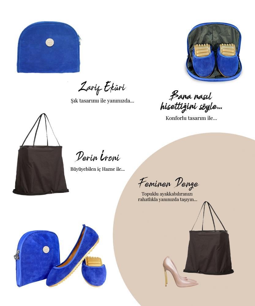 Rollbab Lapis velvet Kadın Babet Ayakkabı Çanta Set