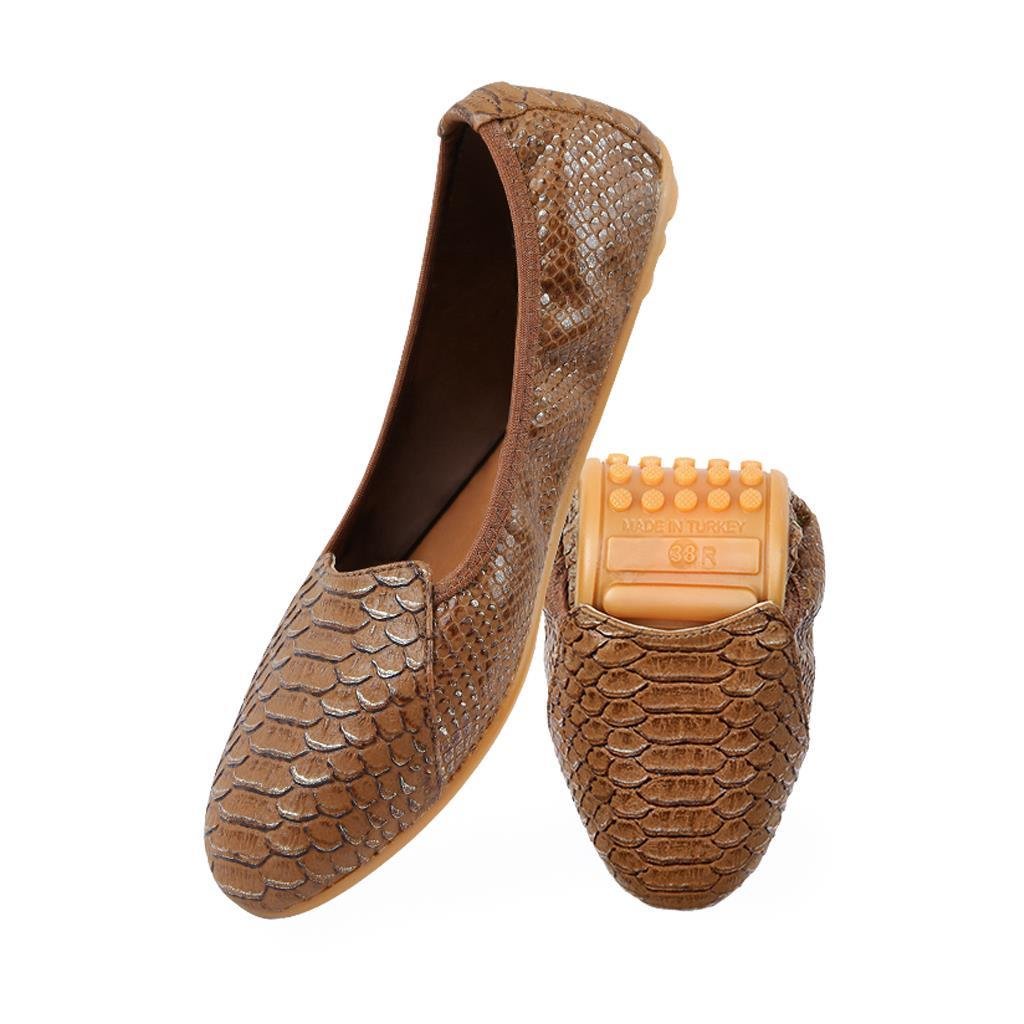 Rollbab Light Brown Belle Kadın Katlanabilir Babet Ayakkabı