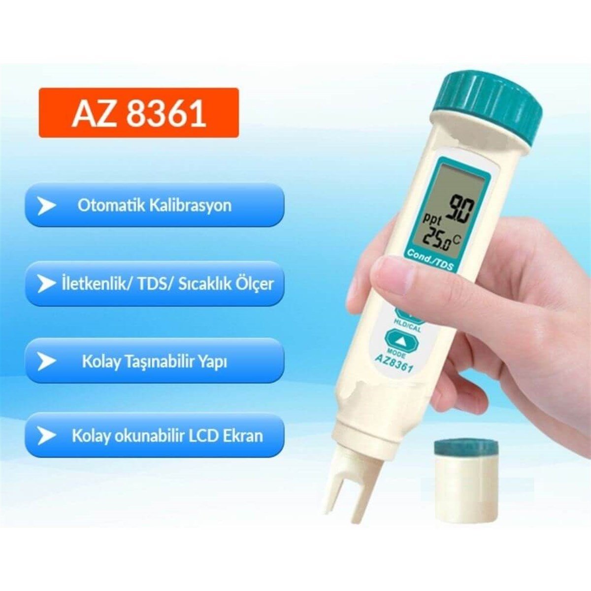 .AZ 8361 TDS / Sıcaklık / İletkenlik EC Ölçer TÜM ÖLÇÜM CİHAZLARIAZ zoofarm