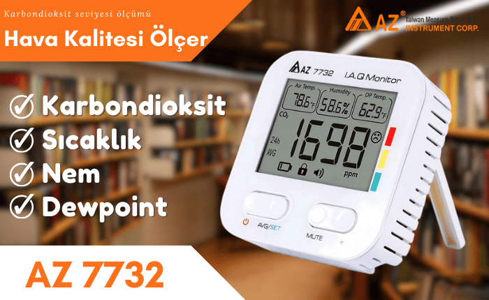 .AZ 7732 Karbondioksit Sıcaklık Nem Ölçer | Sadece Pil İle Çalışır INJECTORSbrand> zoofarm