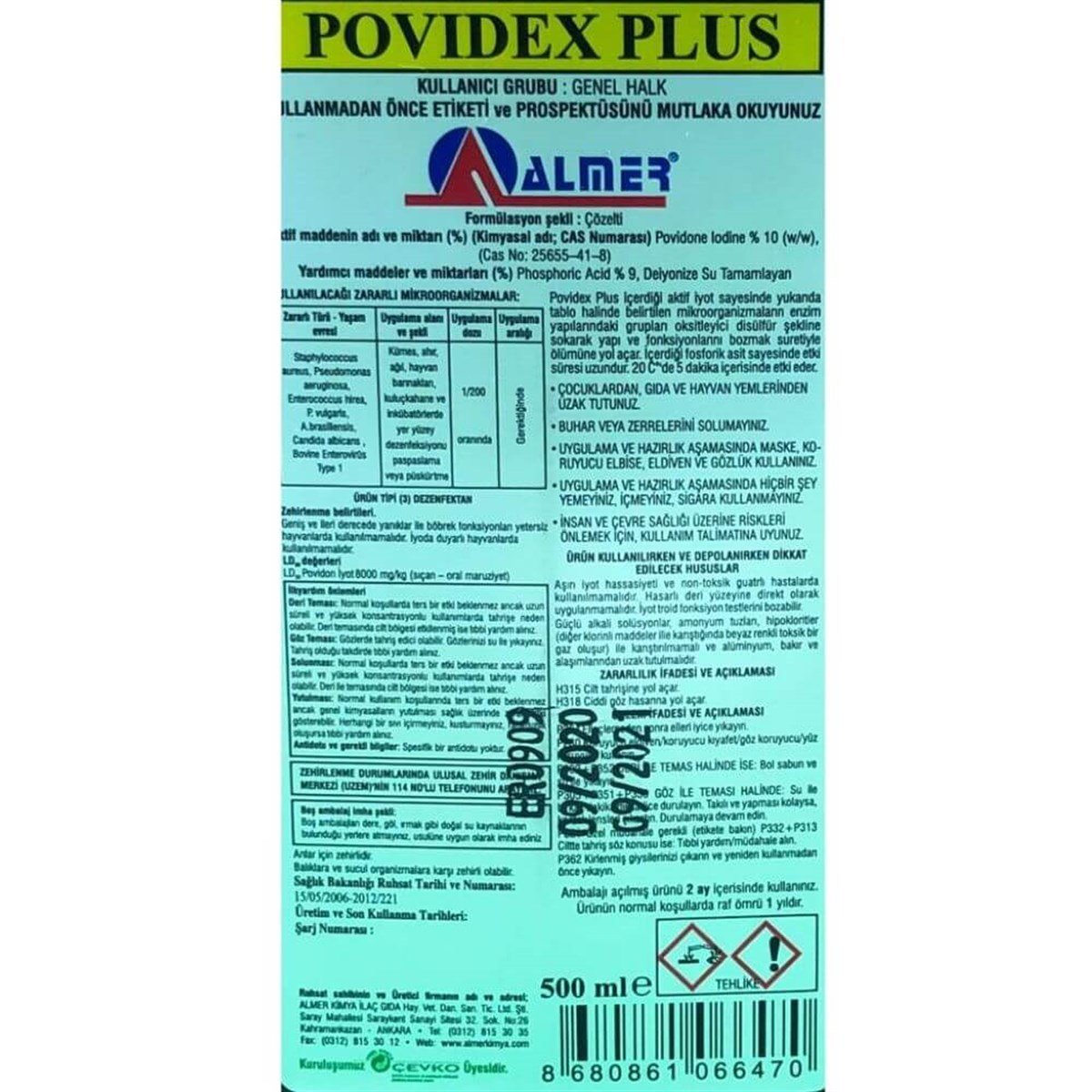 POVİDEX PLUS ANTİSEPTİK ÇÖZELTİ | zoofarm.com.tr POVİDEX PLUS ANTİSEPTİK ÇÖZELTİ 500 ML CERRAHİ MALZEMELERALMER zoofarm