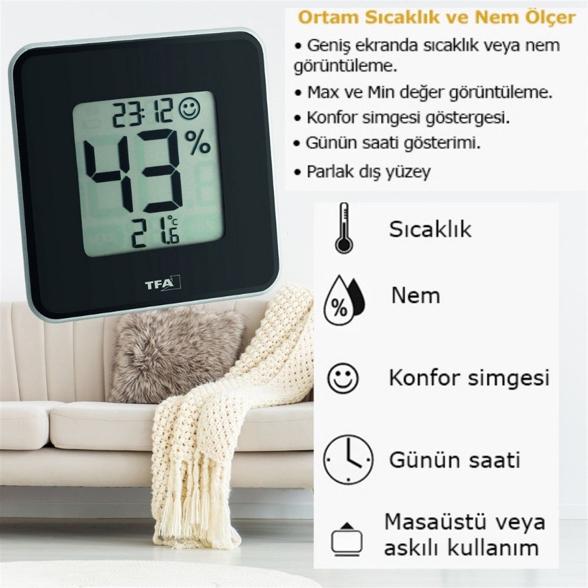 TFA 30.5021 'STYLE' Oda Sıcaklık ve Nem Ölçer | zoofarm.com.trTFA 30.5021 'STYLE' Oda Sıcaklık ve Nem Ölçer TÜM ÖLÇÜM CİHAZLARITFA zoofarm