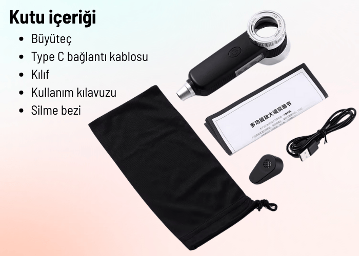 TH-8019 30X Ayarlanabilir Çoklu Işıklı USB Şarjlı El Büyüteci INJECTORSbrand> zoofarm