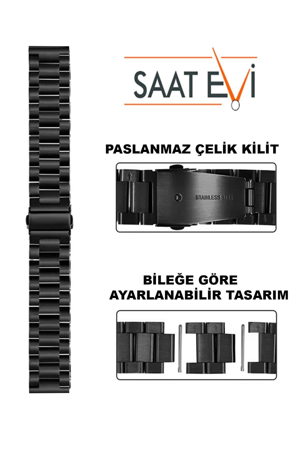 Huawei Watch Gt Gt2 Gt3 Gt4 Gt5 Uyumlu Siyah Renk Paslanmaz Çelik Metal Saat Kordonu Kayışı