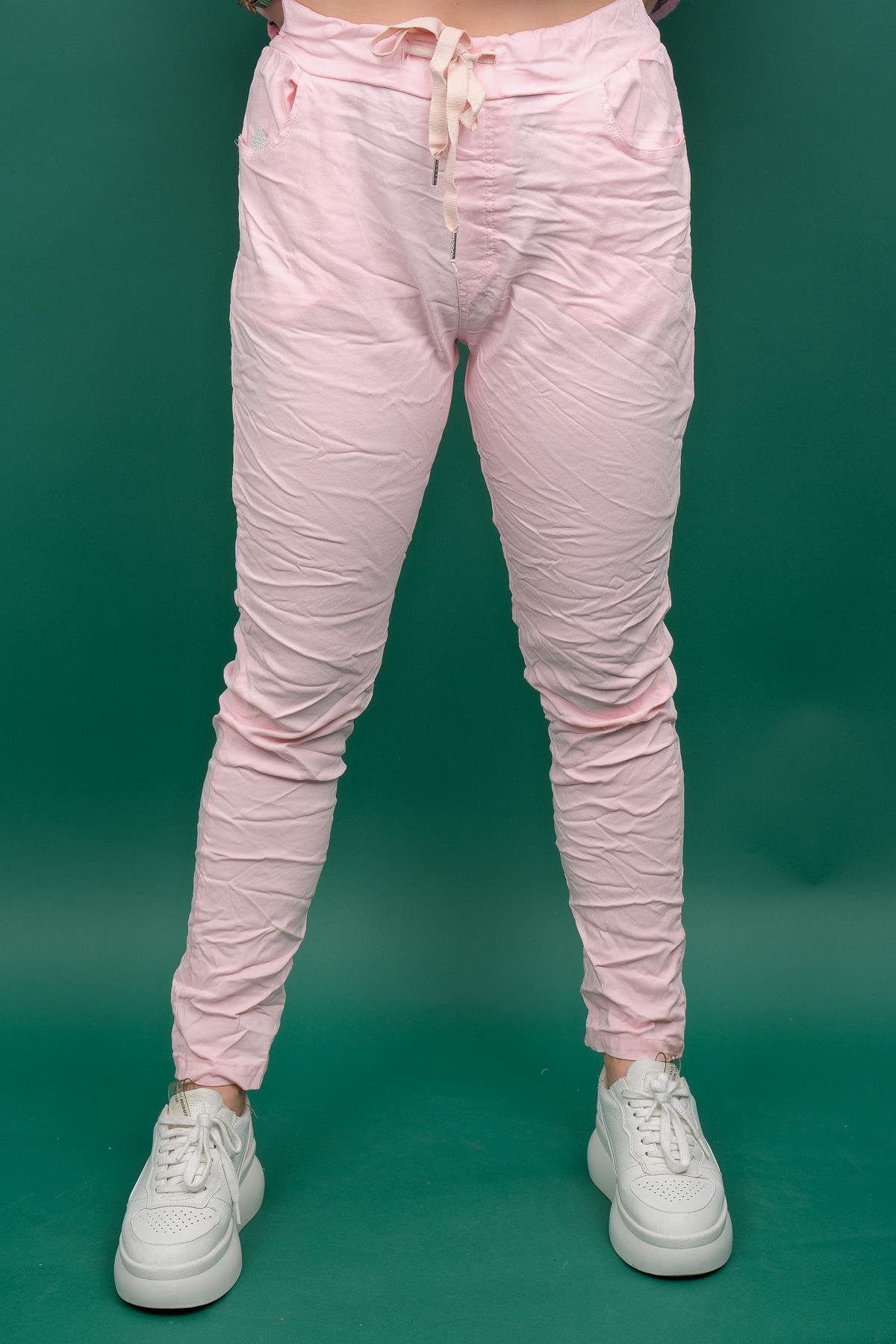 Likralı Düz Basic Pantolon Şeker Pembe RenkPANTOLON