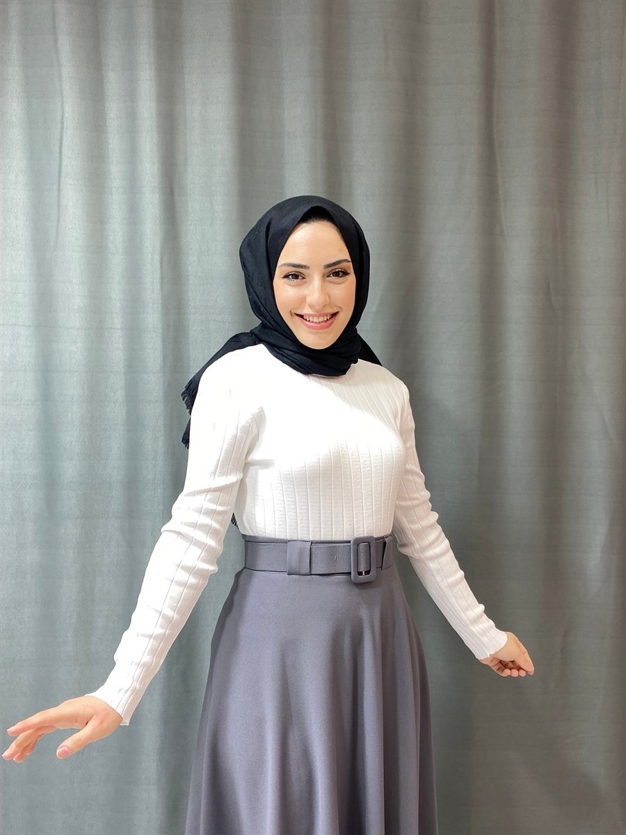 KADIN TESETTÜR BALIKÇI YAKA FİTİLLİ TRİKO BEYAZ