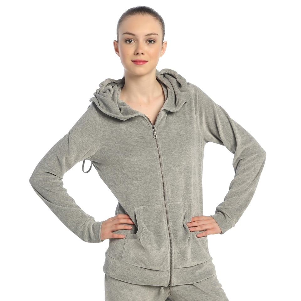 Payetli Kadife Sweatshirt - Gri