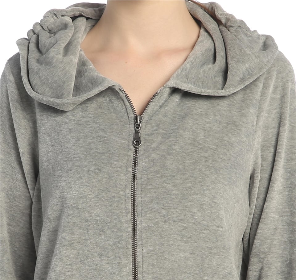 Payetli Kadife Sweatshirt - Gri