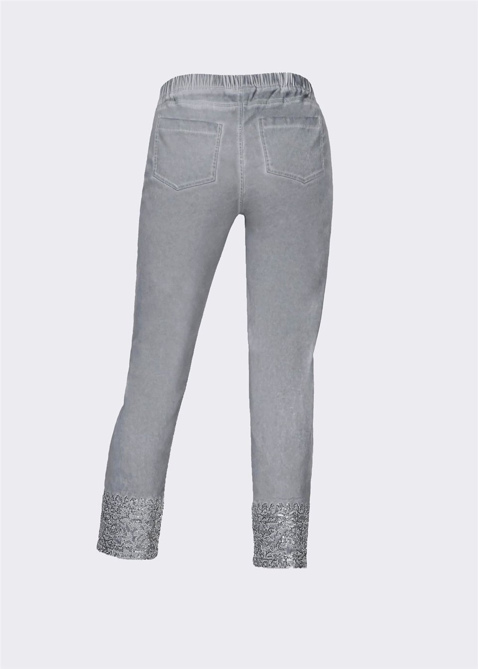 Payetli Pantolon - Gri