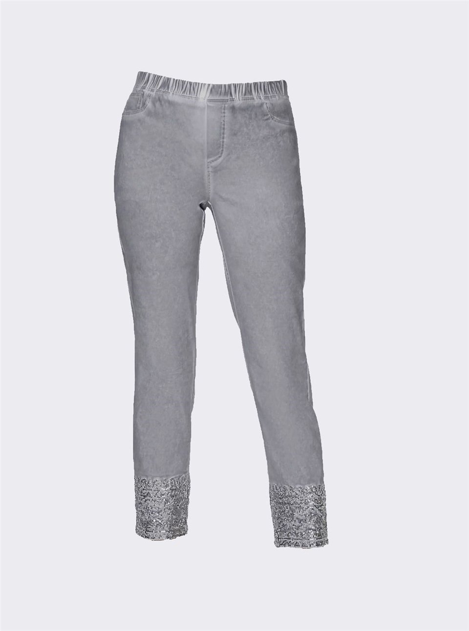 Payetli Pantolon - Gri