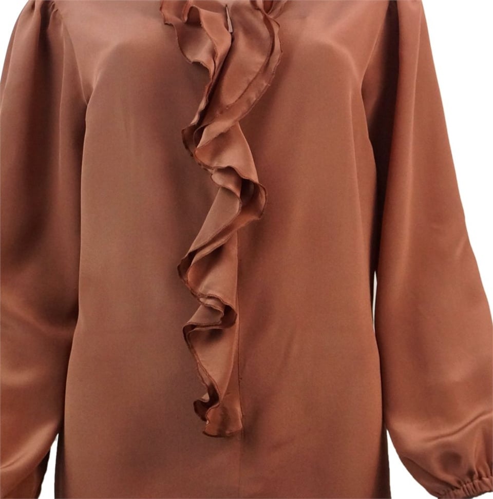 Saf İpek Bluz - Taba