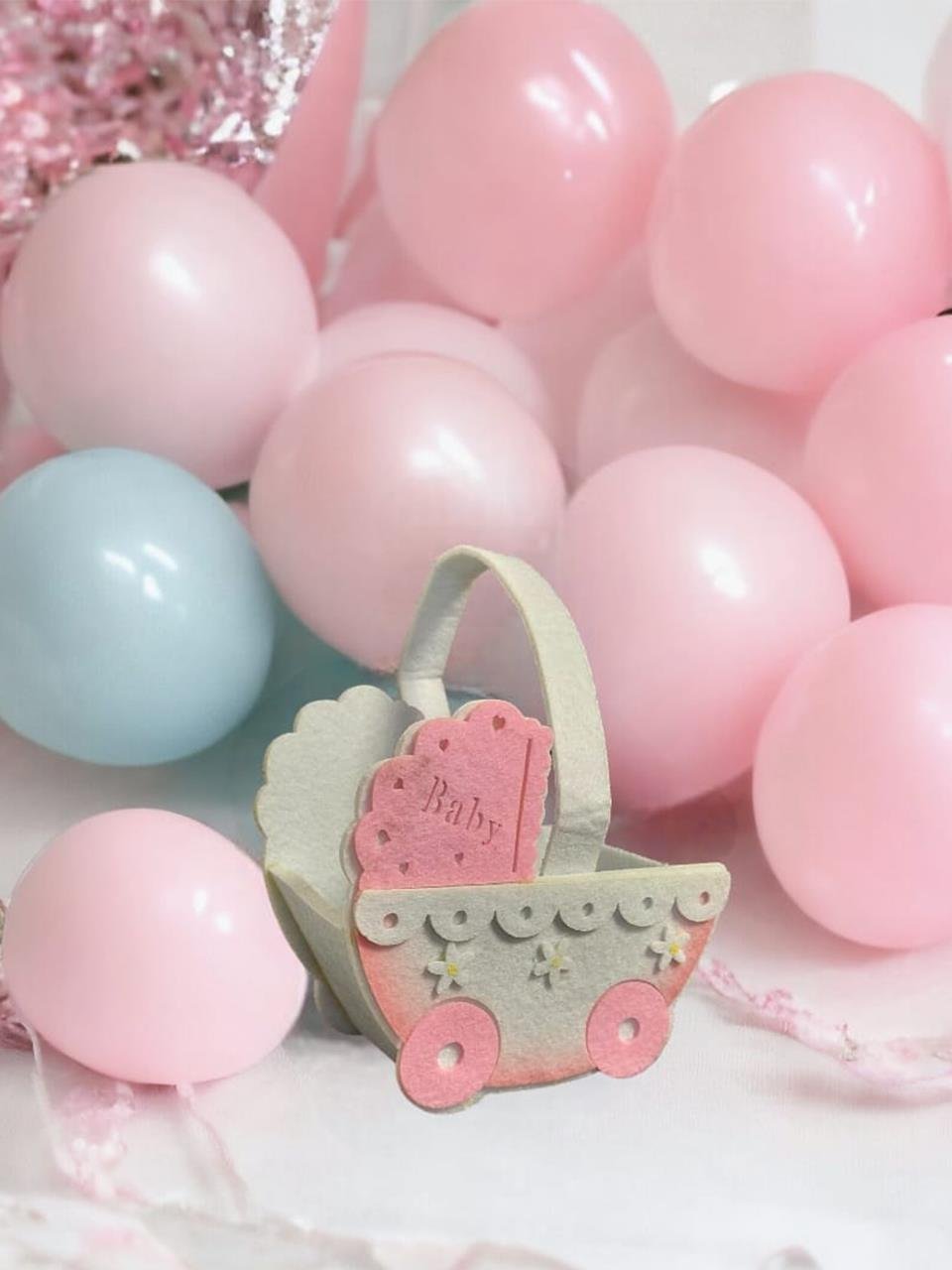 Keçe Puset Sepet Pembe