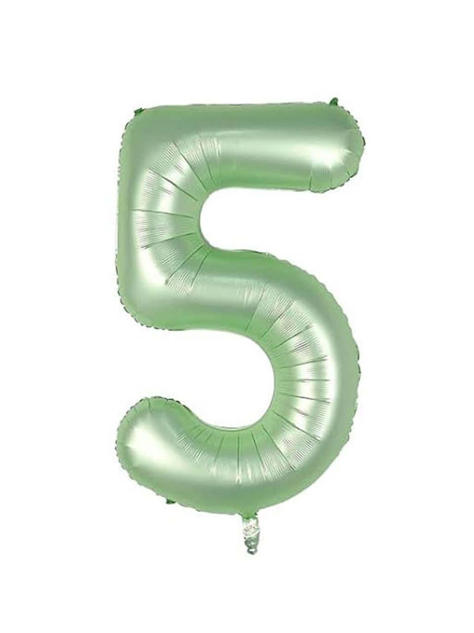 Rakam Folyo Balon 5 Rakamı Retro Adaçayı Yeşili 100 cm 40 inc