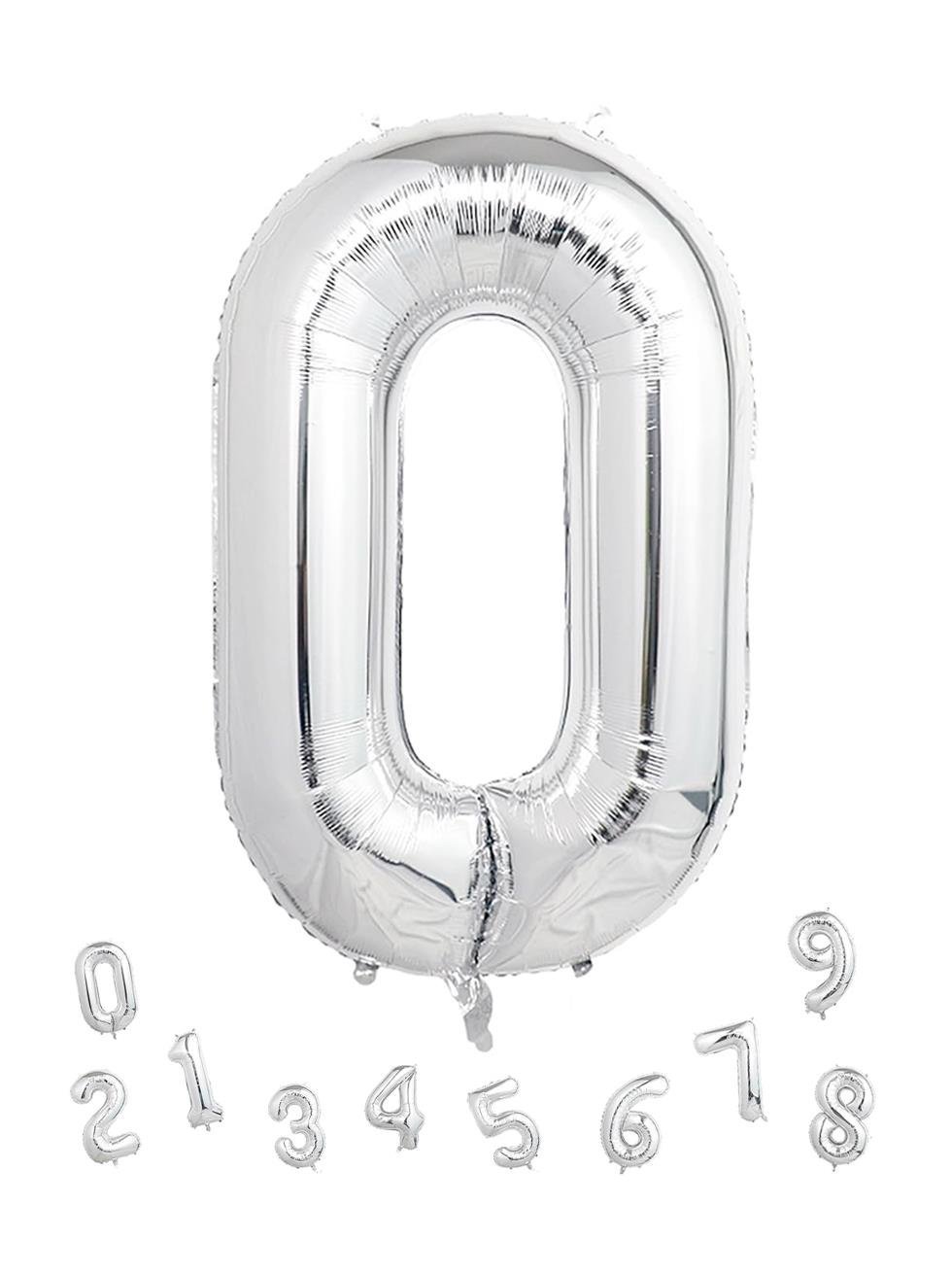 Rakam Folyo Balon 0 Gümüş Renk 100 Cm - 40