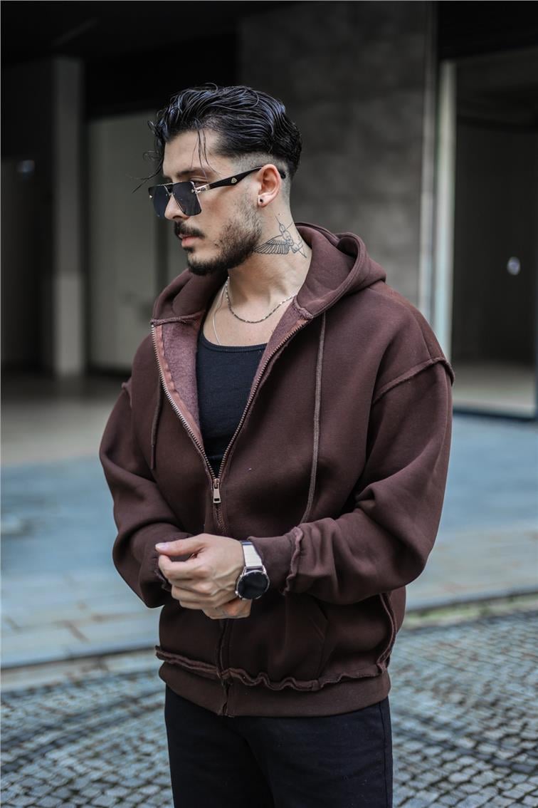 Basic Oversize Hoodie Kahve