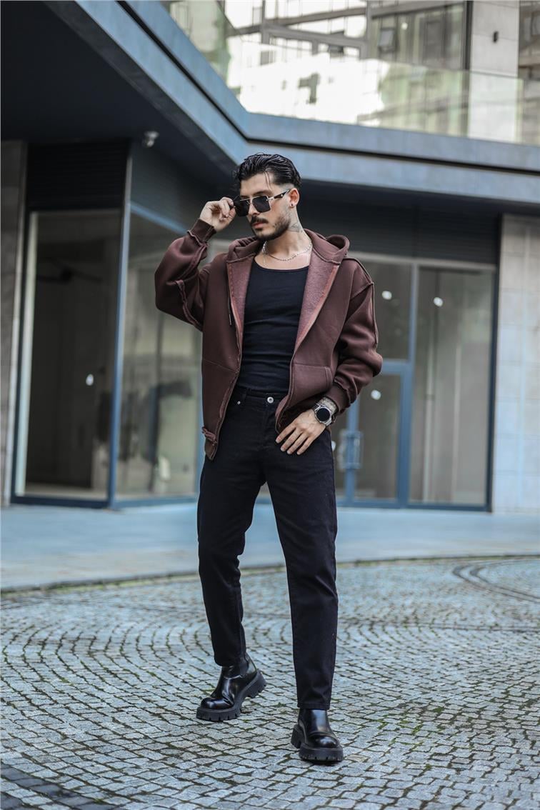 Basic Oversize Hoodie Kahve