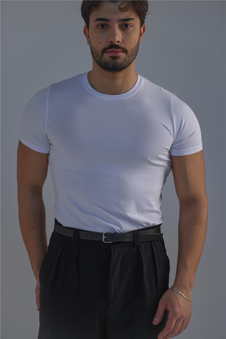 Basic Slim Fit T-Shirt Beyaz