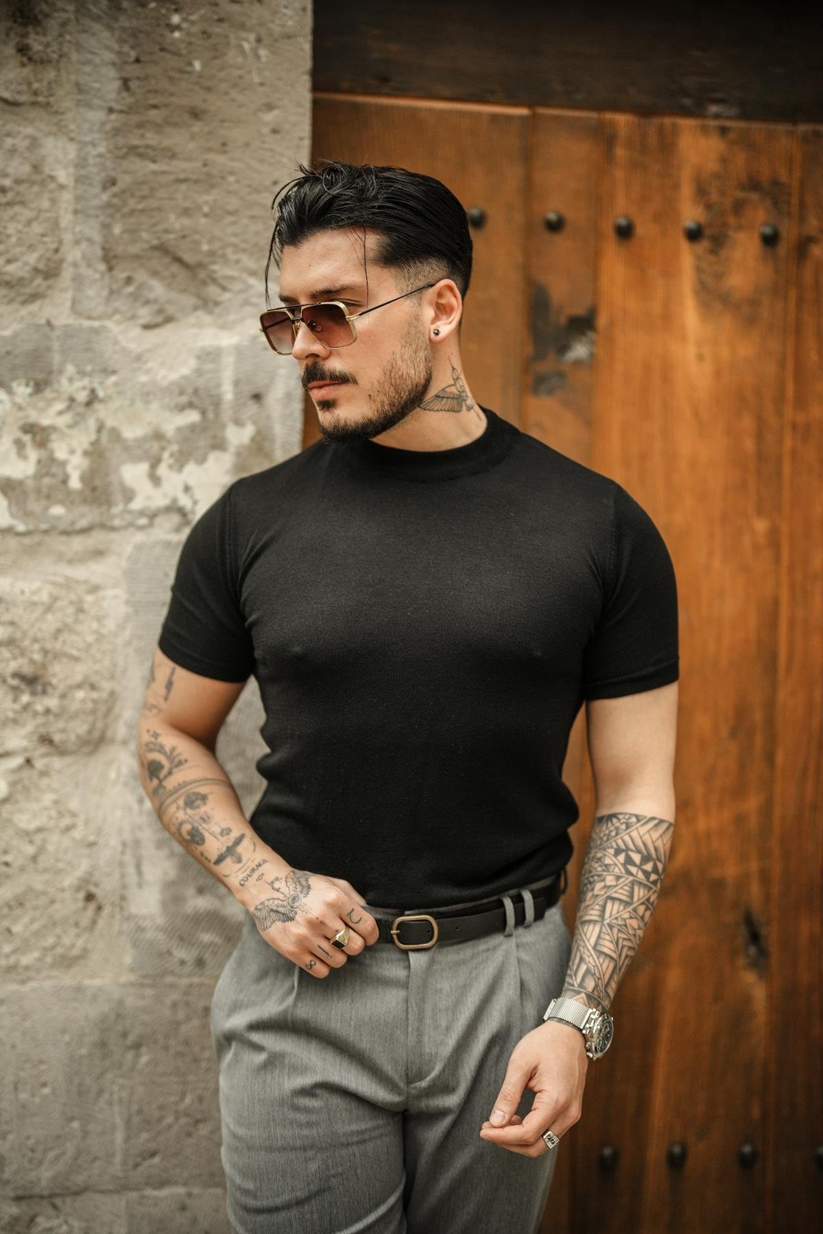 Basic Triko Slim Fit T-Shirt Siyah
