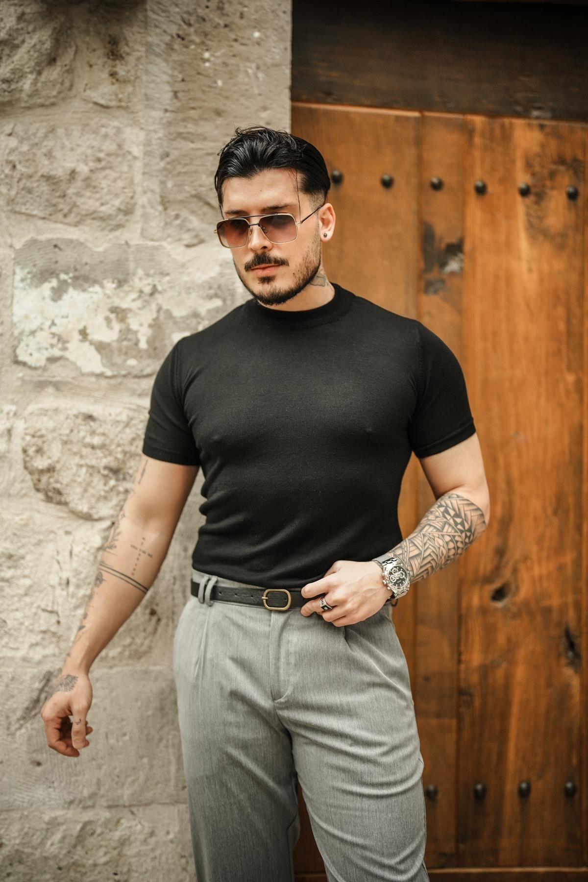 Basic Triko Slim Fit T-Shirt Siyah