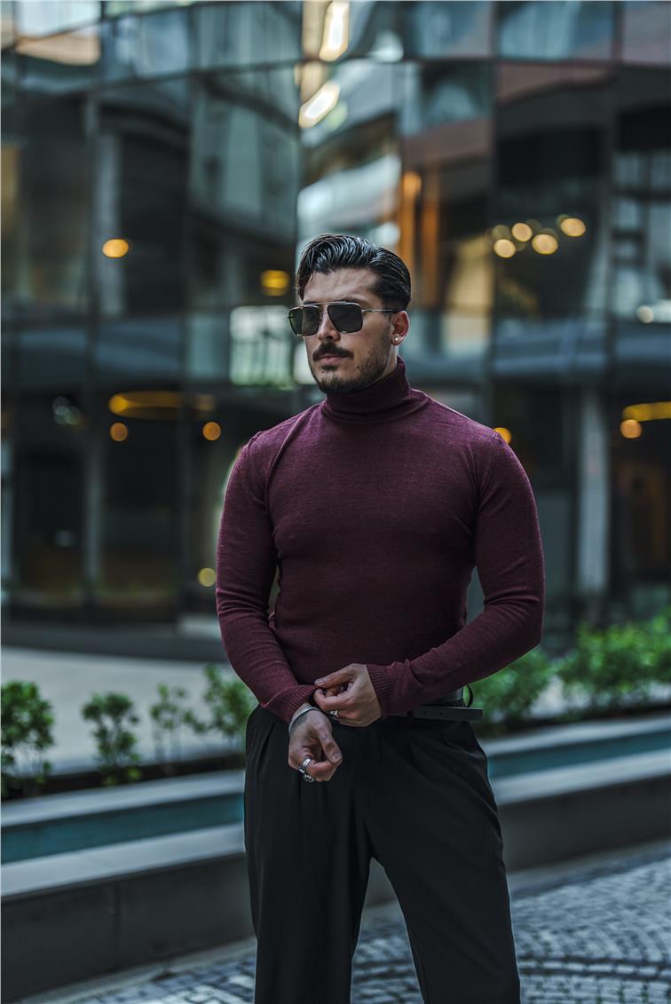 Boğazlı Triko Kazak Bordo