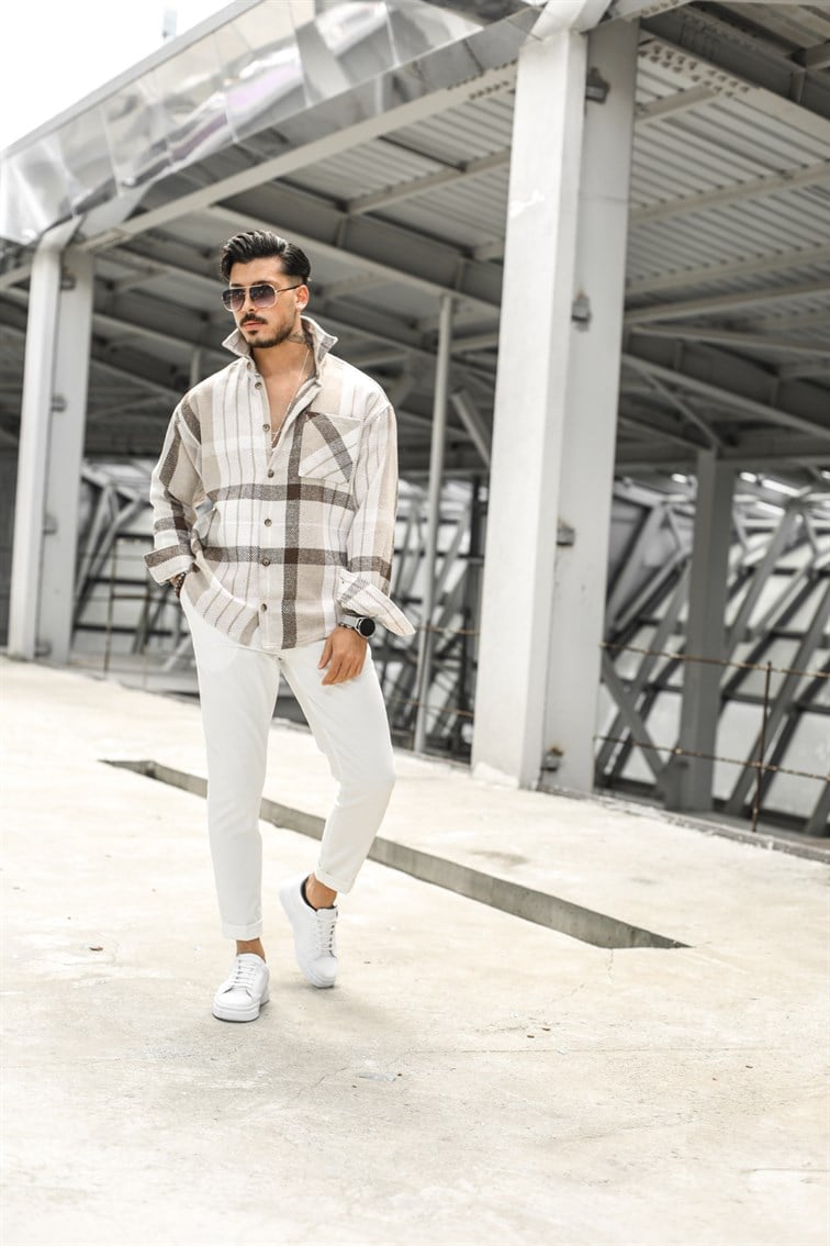 Çift Renk Şeritli Oversize Gömlek