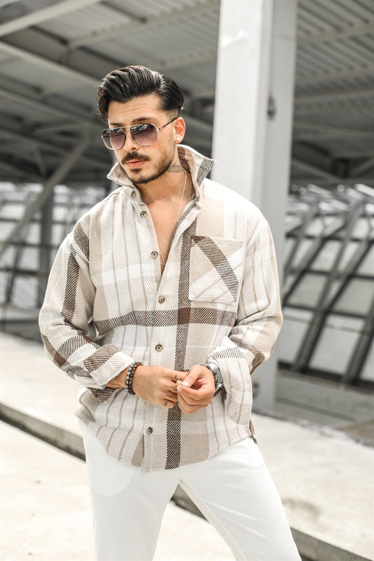 Çift Renk Şeritli Oversize Gömlek