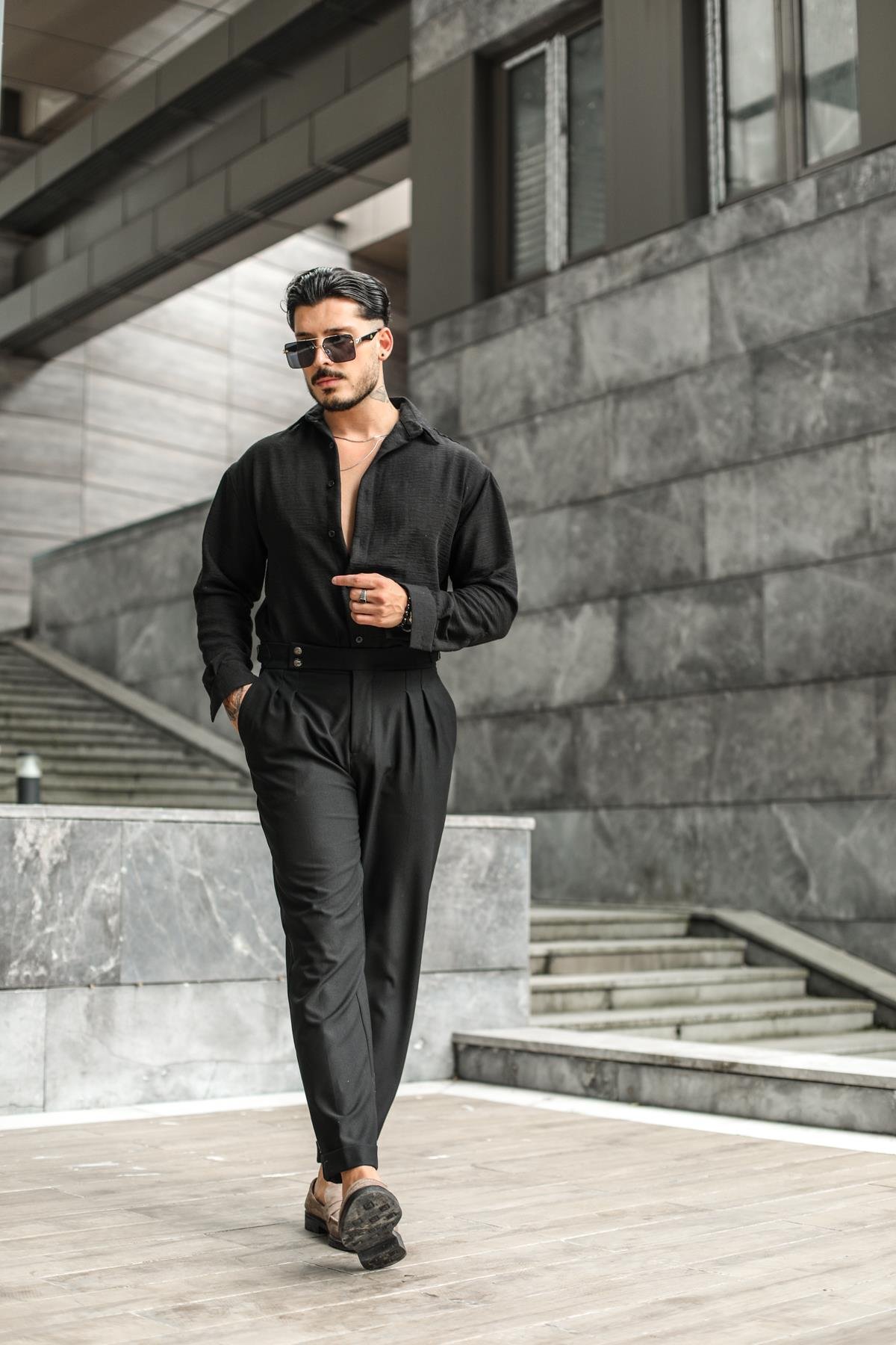 Clasp Detaylı Klasik Pantolon Siyah