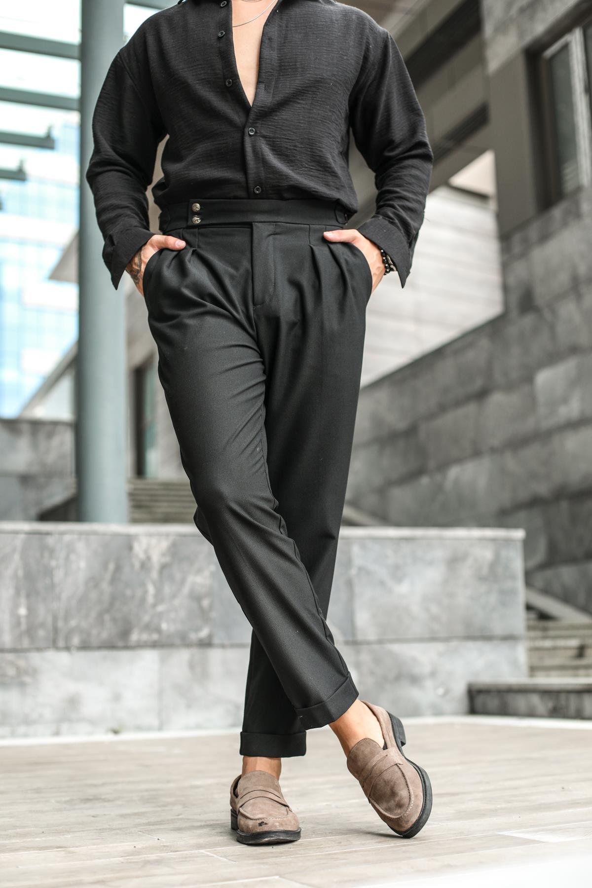 Clasp Detaylı Klasik Pantolon Siyah