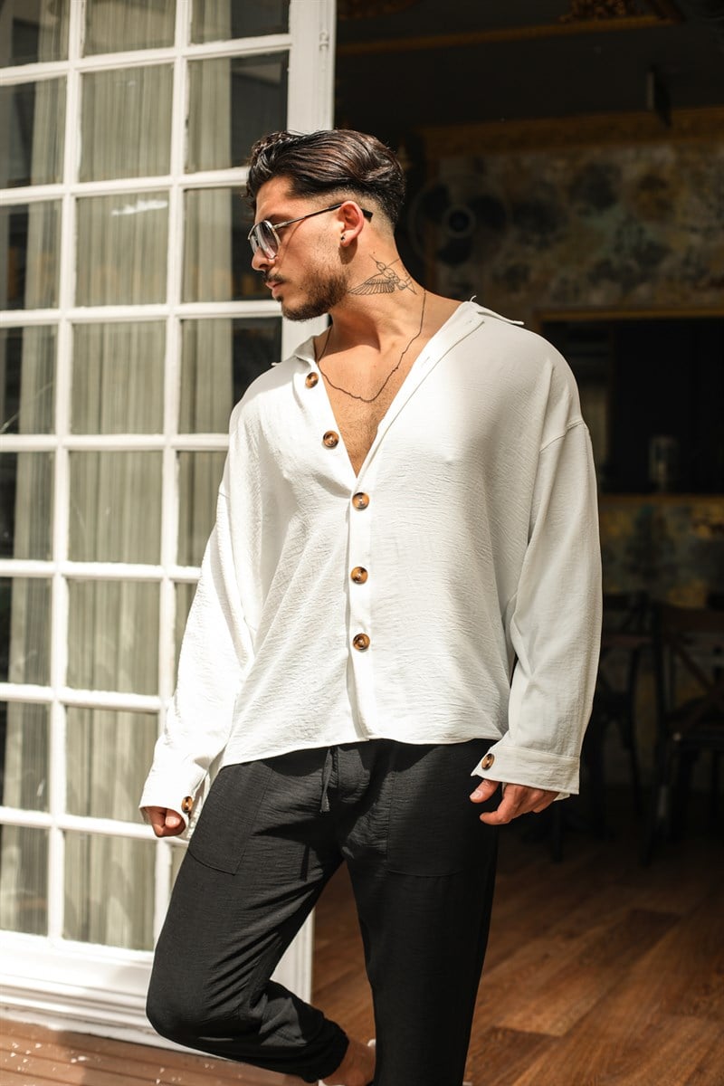 Düğme Detaylı Oversize Gömlek