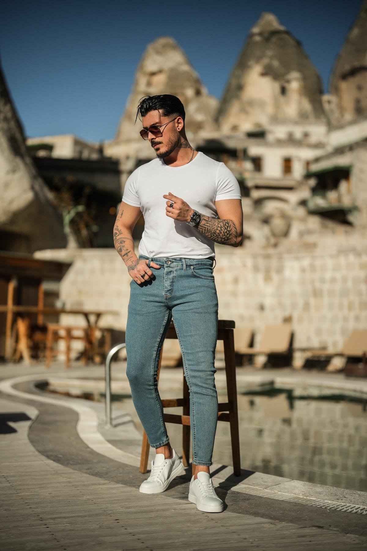 Düz Skinny Jean Mavi