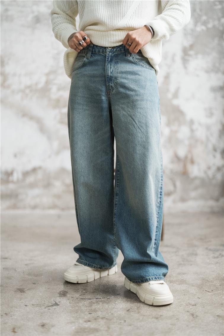 Ekstra Bol Baggy Jean Mavi