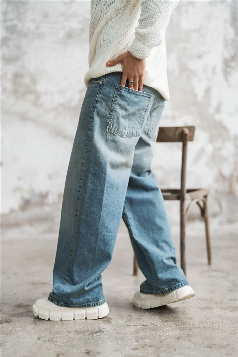 Ekstra Bol Baggy Jean Mavi