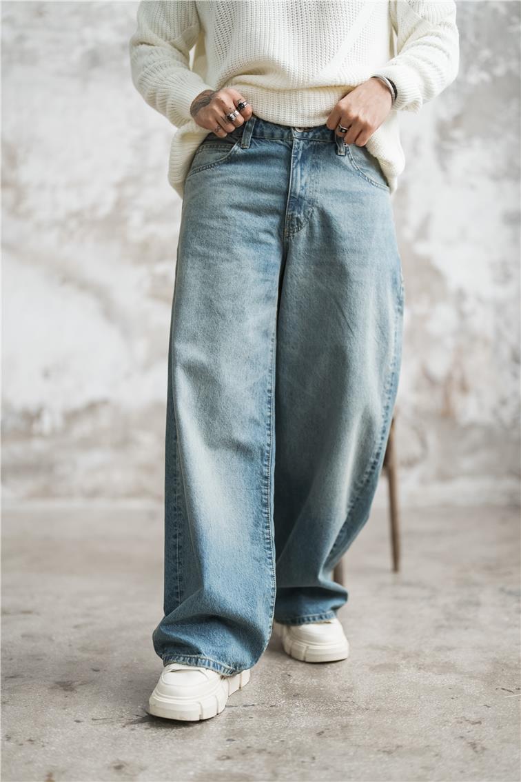 Ekstra Bol Baggy Jean Mavi