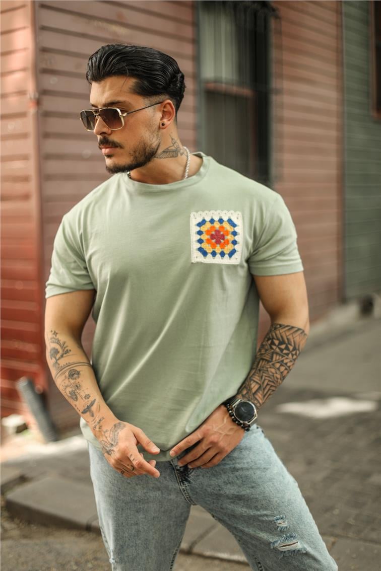 El Örgüsü Detaylı Oversize T-Shirt Mint