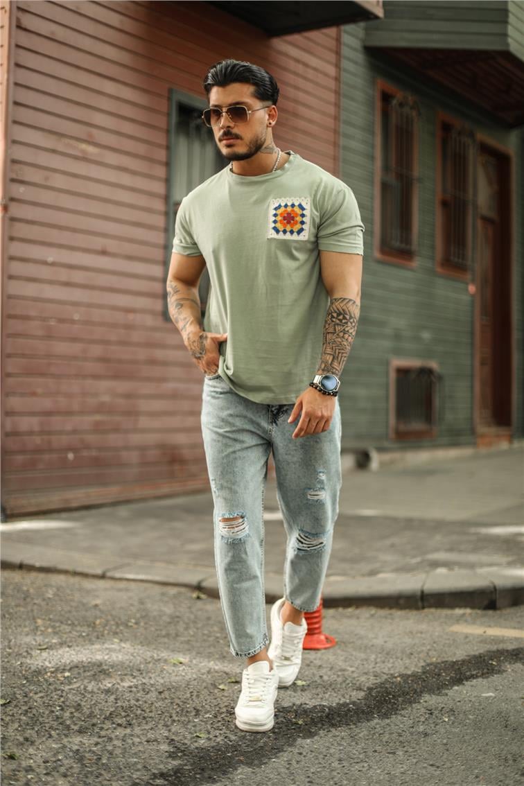 El Örgüsü Detaylı Oversize T-Shirt Mint