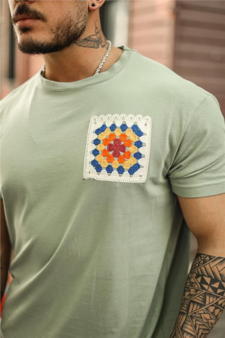El Örgüsü Detaylı Oversize T-Shirt Mint