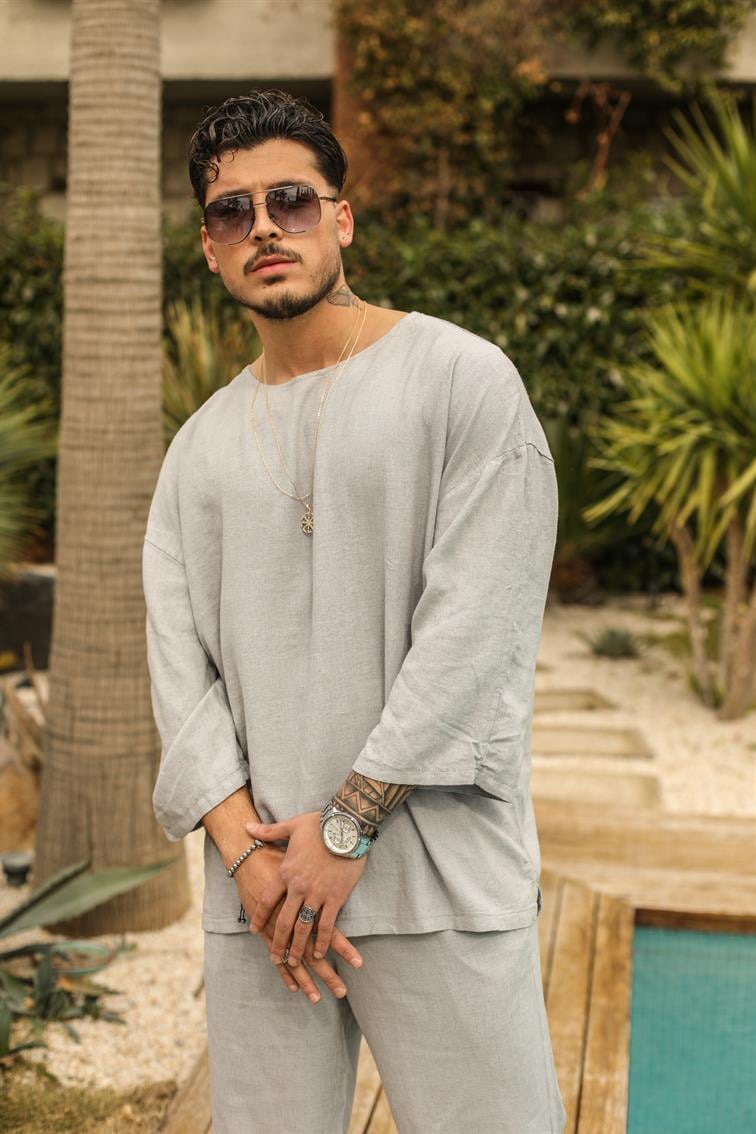 Fakir Kol Oversize T-shirt Gri