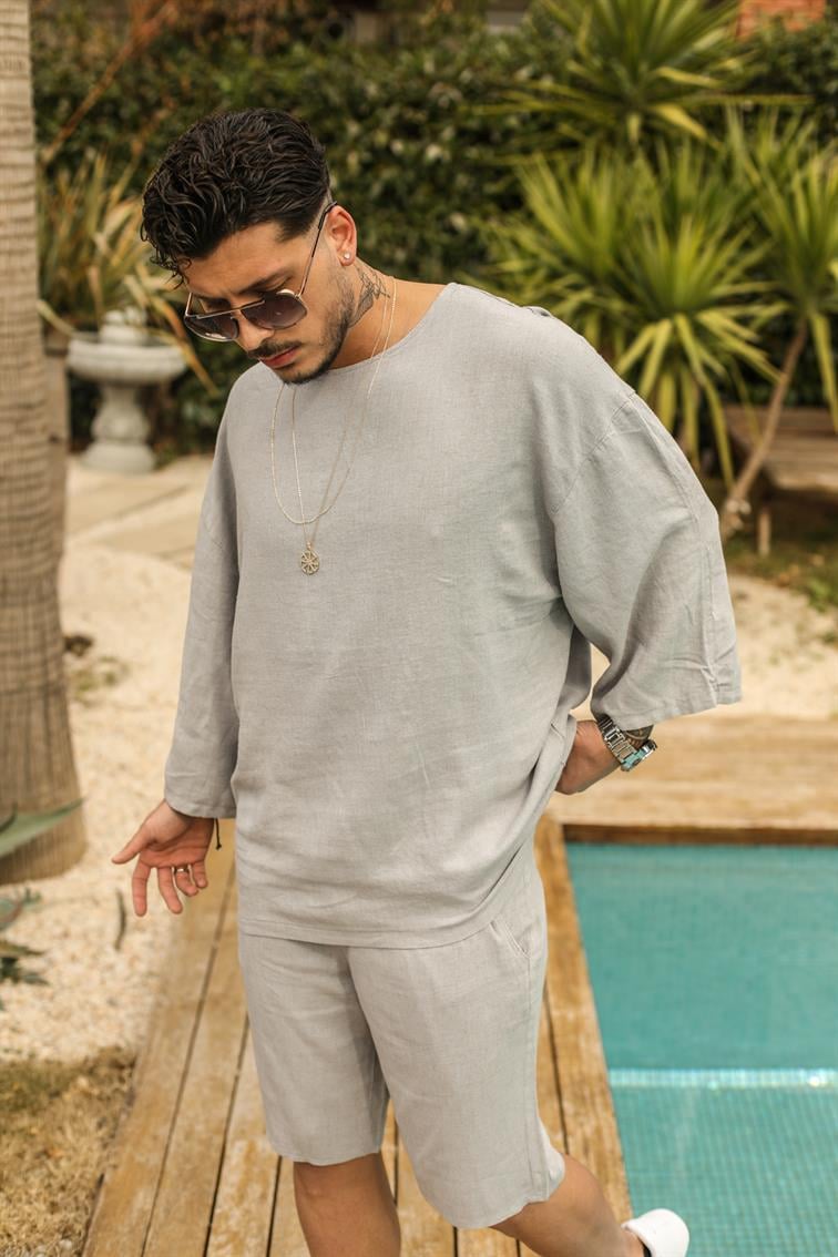 Fakir Kol Oversize T-shirt Gri