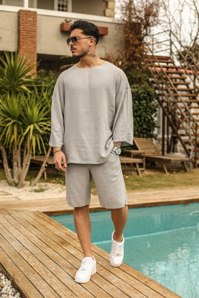 Fakir Kol Oversize T-shirt Gri