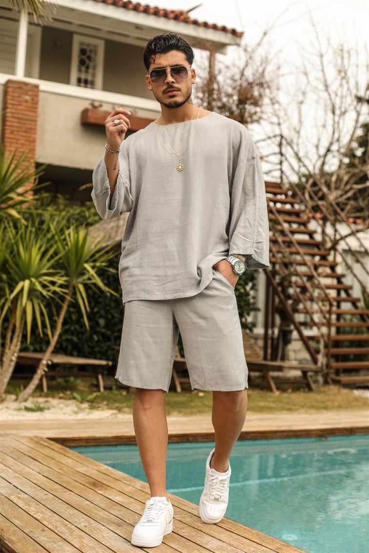 Fakir Kol Oversize T-shirt Gri