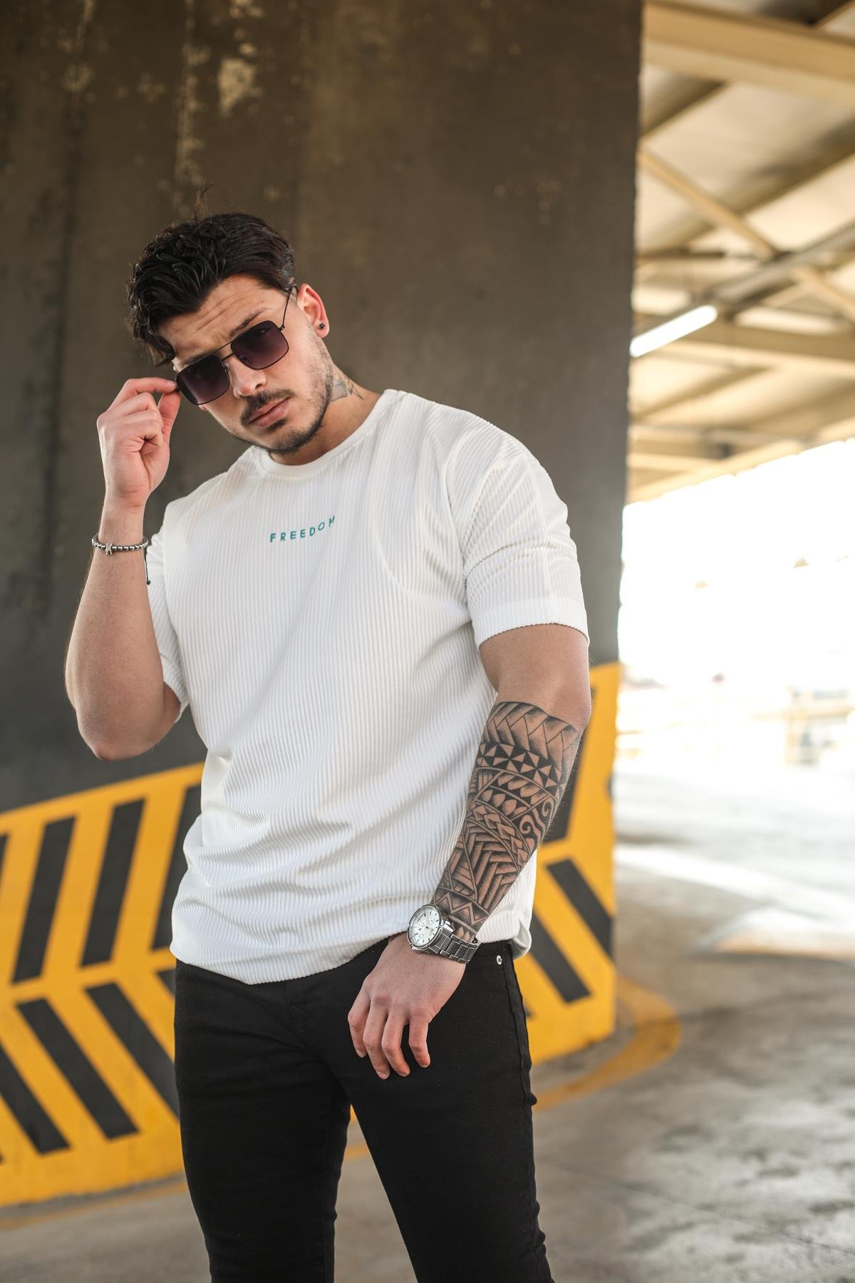 FREEDOM Oversize T-Shirt Beyaz