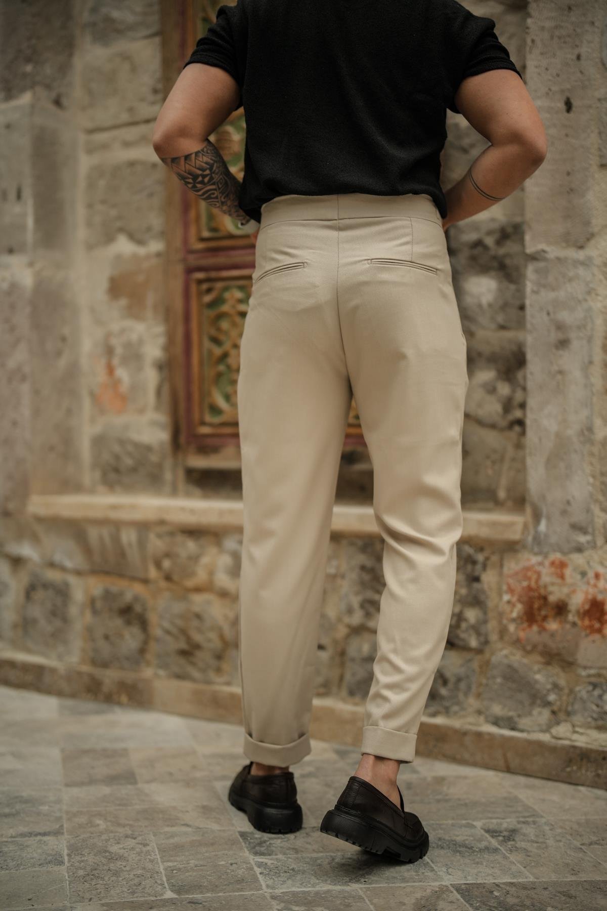 İtalyan Model Klasilk Kalem Pantolon Krem