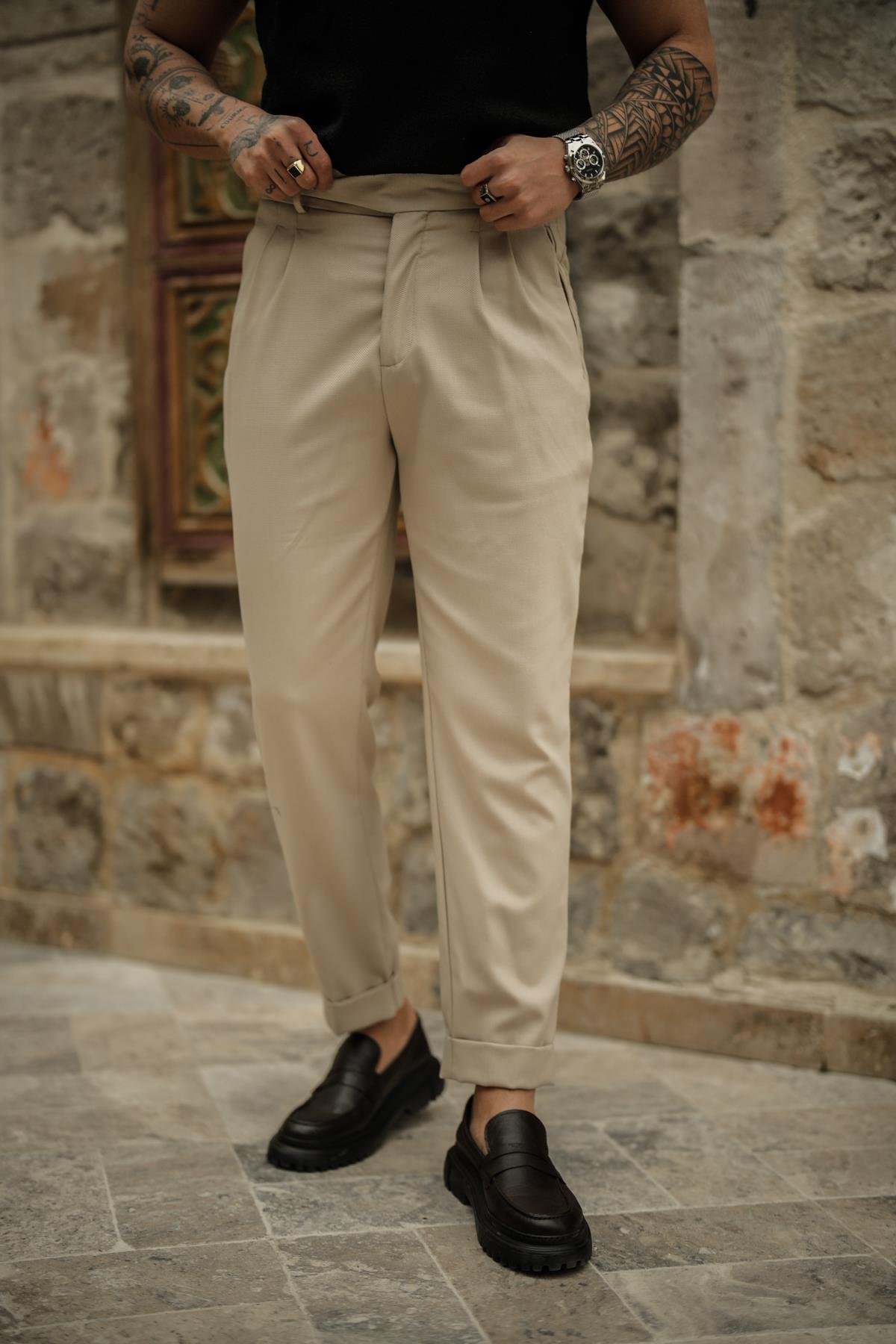 İtalyan Model Klasilk Kalem Pantolon Krem