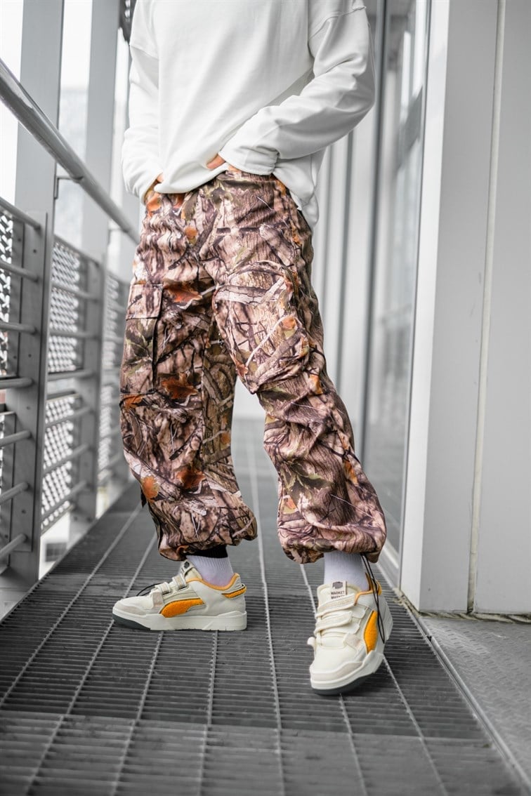 Kamuflaj Desenli Paçası Ayarlanabilir Jogger