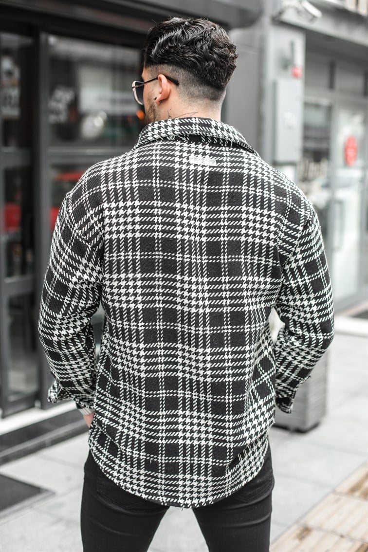 Kareli Örme Detaylı Oduncu Oversize Gömlek