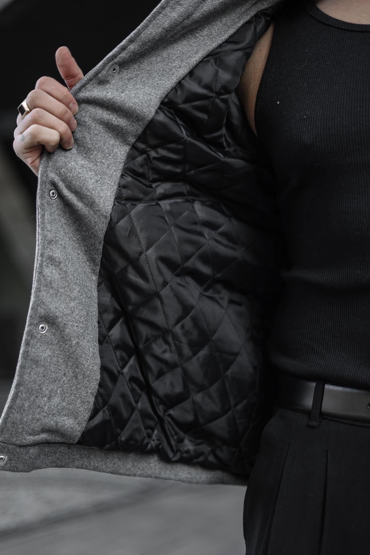 Kaşe Oversize Ceket Kurşun