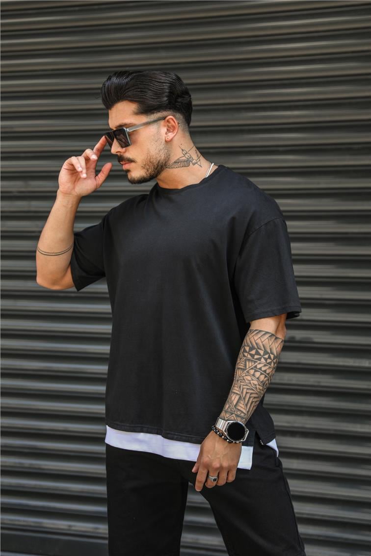 Katlı Detay Oversize T-Shırt Siyah