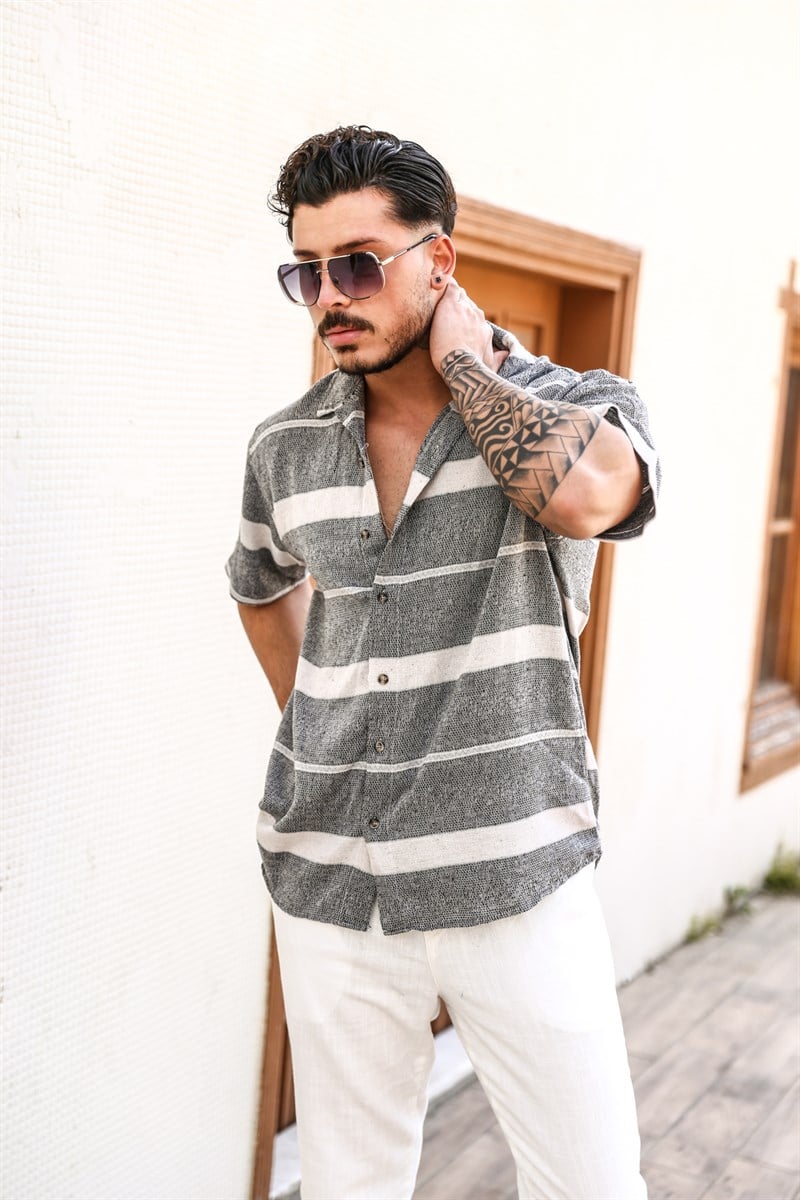 Keten  Kısa Kol  Oversize Gömlek