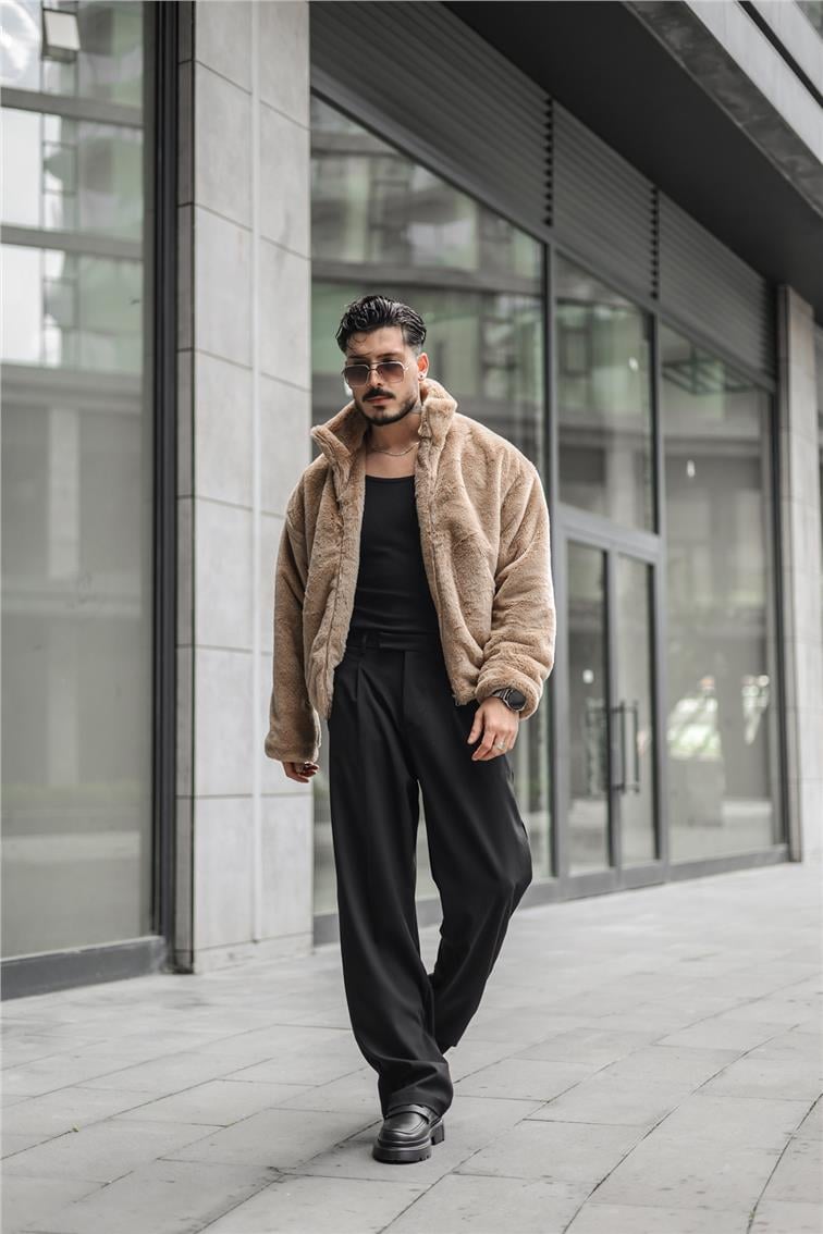Kürk Oversize Mont Bej